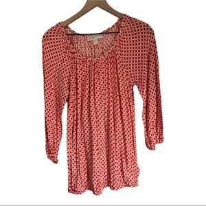 MICHAEL Michael Kors Orange / White/ Brown 3/4 Length Sleeve Blouse Size XS
